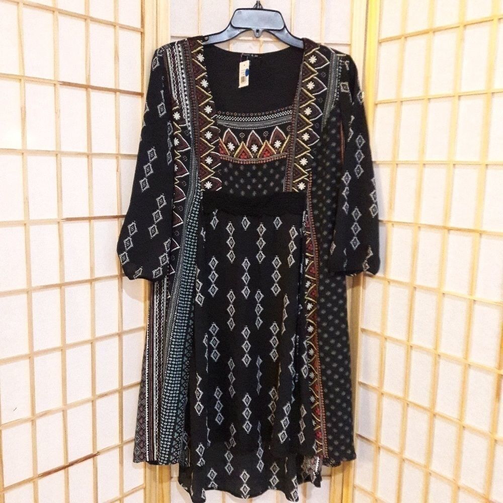 NWT Sami & Jo Hi Low Tie Back Boho Hippie Dress S